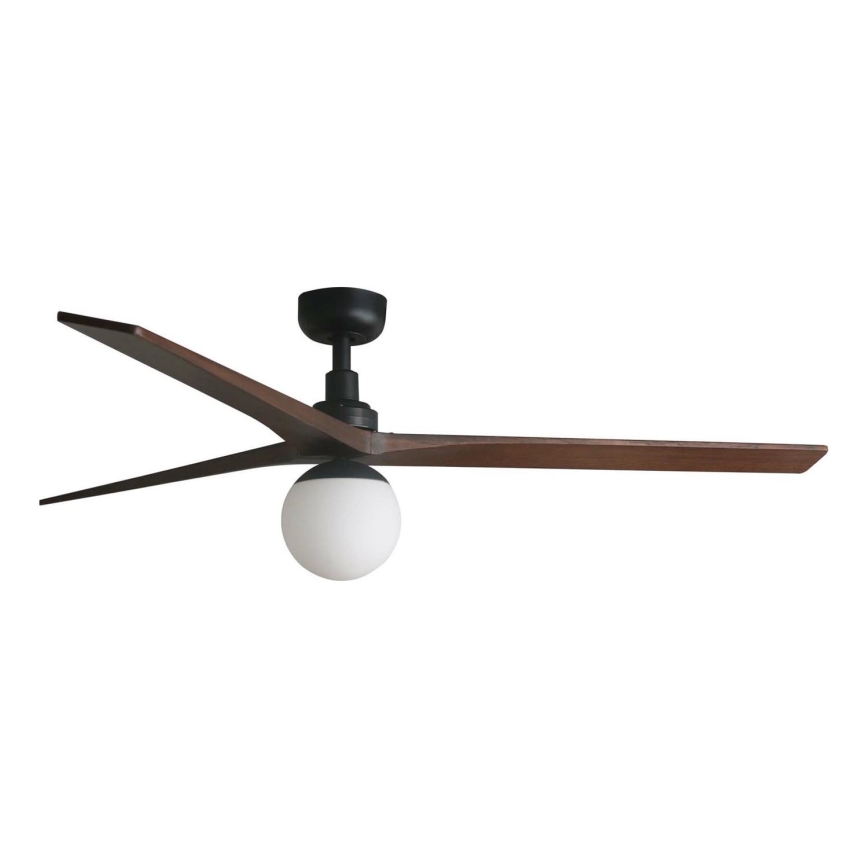 FARO 34276WT-11L - Takfläkt KLIM L 1xE27/15W/230V trä/svart diameter 150 cm Wi-Fi Tuya + fjärrkontroll