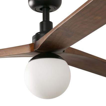 FARO 34276WT-11L - Takfläkt KLIM L 1xE27/15W/230V trä/svart diameter 150 cm Wi-Fi Tuya + fjärrkontroll
