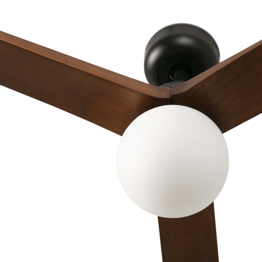 FARO 34276WT-11L - Takfläkt KLIM L 1xE27/15W/230V trä/svart diameter 150 cm Wi-Fi Tuya + fjärrkontroll