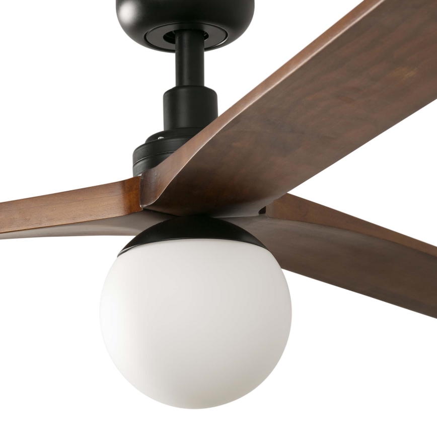 FARO 34276WT-11L - Takfläkt KLIM L 1xE27/15W/230V valnöt/svart diameter 150 cm Wi-Fi Tuya + fjärrkontroll