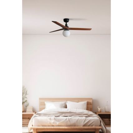 FARO 34277-11L - Takfläkt KLIM M 1xE27/15W/230V trä/svart diameter 125 cm + fjärrkontroll