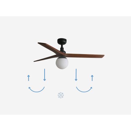 FARO 34277-11L - Takfläkt KLIM M 1xE27/15W/230V trä/svart diameter 125 cm + fjärrkontroll
