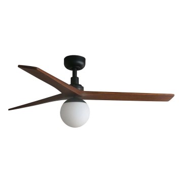 FARO 34277WT-11L - Takfläkt KLIM M 1xE27/15W/230V trä/svart diameter 125 cm Wi-Fi Tuya + fjärrkontroll