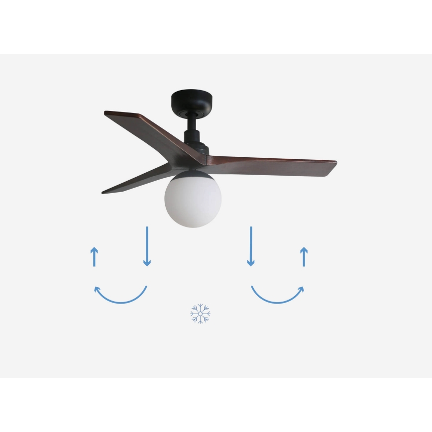 FARO 34278-11L - Takfläkt KLIM S 1xE27/15W/230V valnöt/svart diameter 92,5 cm + fjärrkontroll
