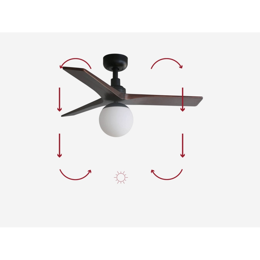 FARO 34278-11L - Takfläkt KLIM S 1xE27/15W/230V valnöt/svart diameter 92,5 cm + fjärrkontroll