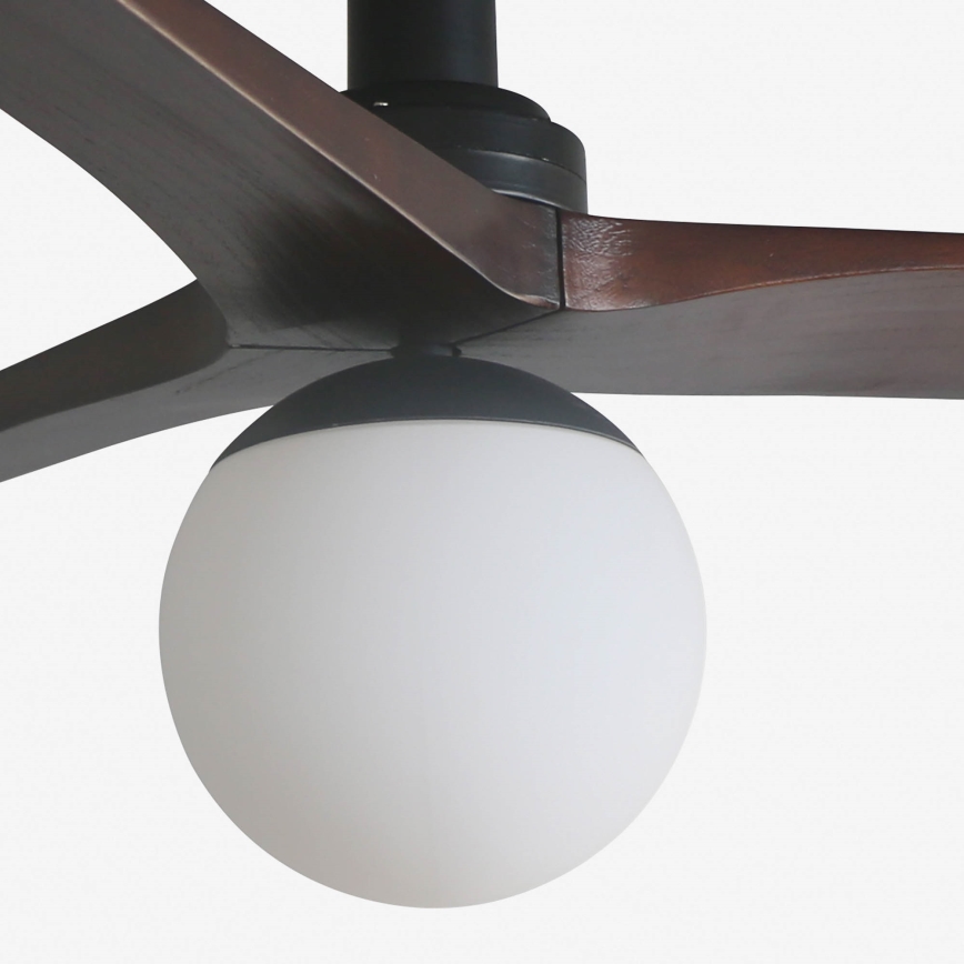 FARO 34278WT-11L - Takfläkt KLIM S 1xE27/15W/230V trä/svart diameter 92,5 cm Wi-Fi Tuya + fjärrkontroll