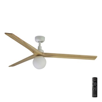 FARO 34279-11L - Takfläkt KLIM L 1xE27/15W/230V trä/vit diameter 150 cm + fjärrkontroll