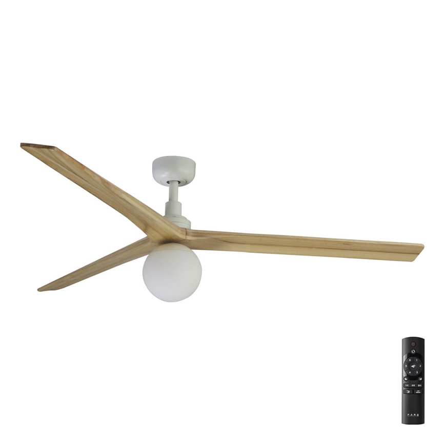 FARO 34279-11L - Takfläkt KLIM L 1xE27/15W/230V trä/vit diameter 150 cm + fjärrkontroll