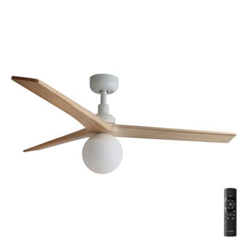 FARO 34280-11L - Takfläkt KLIM M 1xE27/15W/230V trä/vit diameter 125 cm + fjärrkontroll