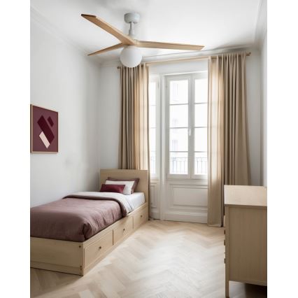 FARO 34280WT-11L - Takfläkt KLIM M 1xE27/15W/230V tall/vit Ø 125 cm Wi-Fi Tuya + fjärrkontroll