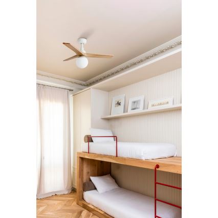 FARO 34281-11L - Takfläkt KLIM S 1xE27/15W/230V trä/vit diameter 92,5 cm + fjärrkontroll