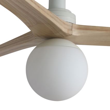 FARO 34281WT-11L - Takfläkt KLIM S 1xE27/15W/230V trä/vit diameter 92,5 cm Wi-Fi Tuya + fjärrkontroll