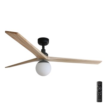 FARO 34282-11L - Takfläkt KLIM L 1xE27/15W/230V trä/svart diameter 150 cm + fjärrkontroll