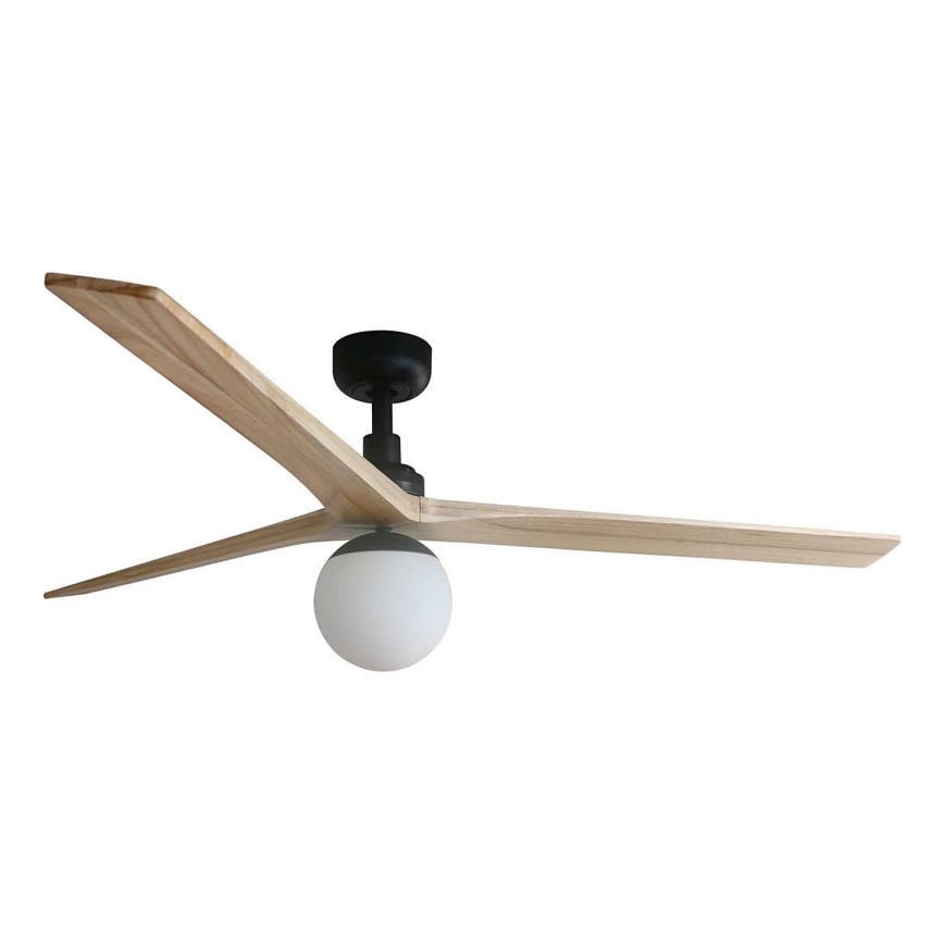 FARO 34282WT-11L - Takfläkt KLIM L 1xE27/15W/230V trä/svart diameter 150 cm Wi-Fi Tuya + fjärrkontroll
