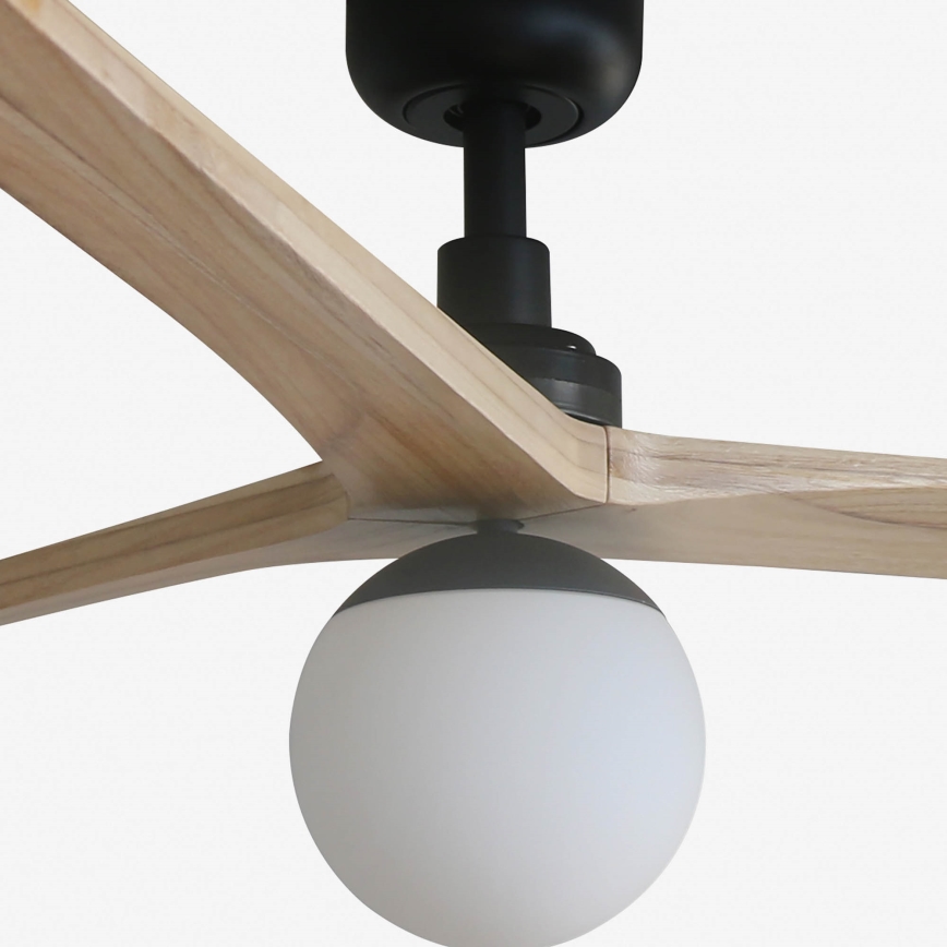 FARO 34282WT-11L - Takfläkt KLIM L 1xE27/15W/230V trä/svart diameter 150 cm Wi-Fi Tuya + fjärrkontroll