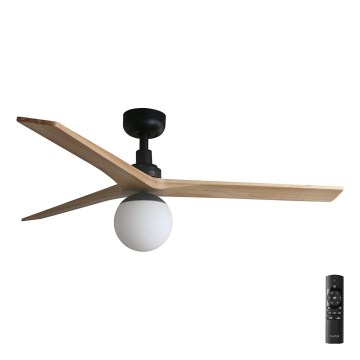 FARO 34283-11L - Takfläkt KLIM M 1xE27/15W/230V trä/svart diameter 125 cm + fjärrkontroll
