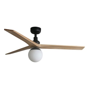 FARO 34283WT-11L - Takfläkt KLIM M 1xE27/15W/230V trä/svart diameter 125 cm Wi-Fi Tuya + fjärrkontroll