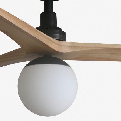 FARO 34283WT-11L - Takfläkt KLIM M 1xE27/15W/230V trä/svart diameter 125 cm Wi-Fi Tuya + fjärrkontroll