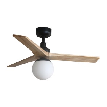 FARO 34284-11L - Takfläkt KLIM S 1xE27/15W/230V trä/svart diameter 92,5 cm + fjärrkontroll
