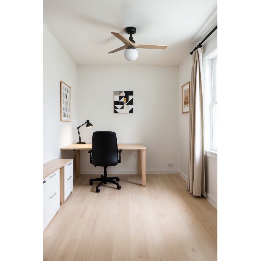 FARO 34284-11L - Takfläkt KLIM S 1xE27/15W/230V trä/svart diameter 92,5 cm + fjärrkontroll