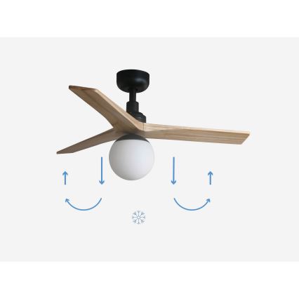 FARO 34284-11L - Takfläkt KLIM S 1xE27/15W/230V trä/svart diameter 92,5 cm + fjärrkontroll