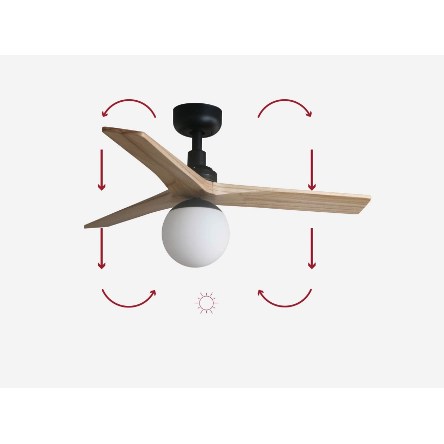 FARO 34284-11L - Takfläkt KLIM S 1xE27/15W/230V trä/svart diameter 92,5 cm + fjärrkontroll