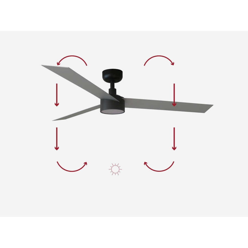 FARO 34286-1TW - LED dimbar takfläkt CRUISER L LED/18W/230V 2700/4000/6500K Ø 132 cm svart/grå + fjärrkontroll