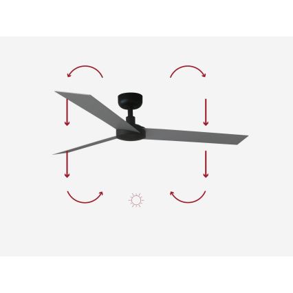 FARO 34286 - Takfläkt CRUISER L svart Ø 132 cm + fjärrkontroll