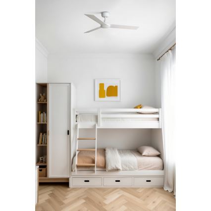 FARO 34295WT - Takfläkt RUDDER S vit/beige diameter 106 cm Wi-Fi Tuya + fjärrkontroll