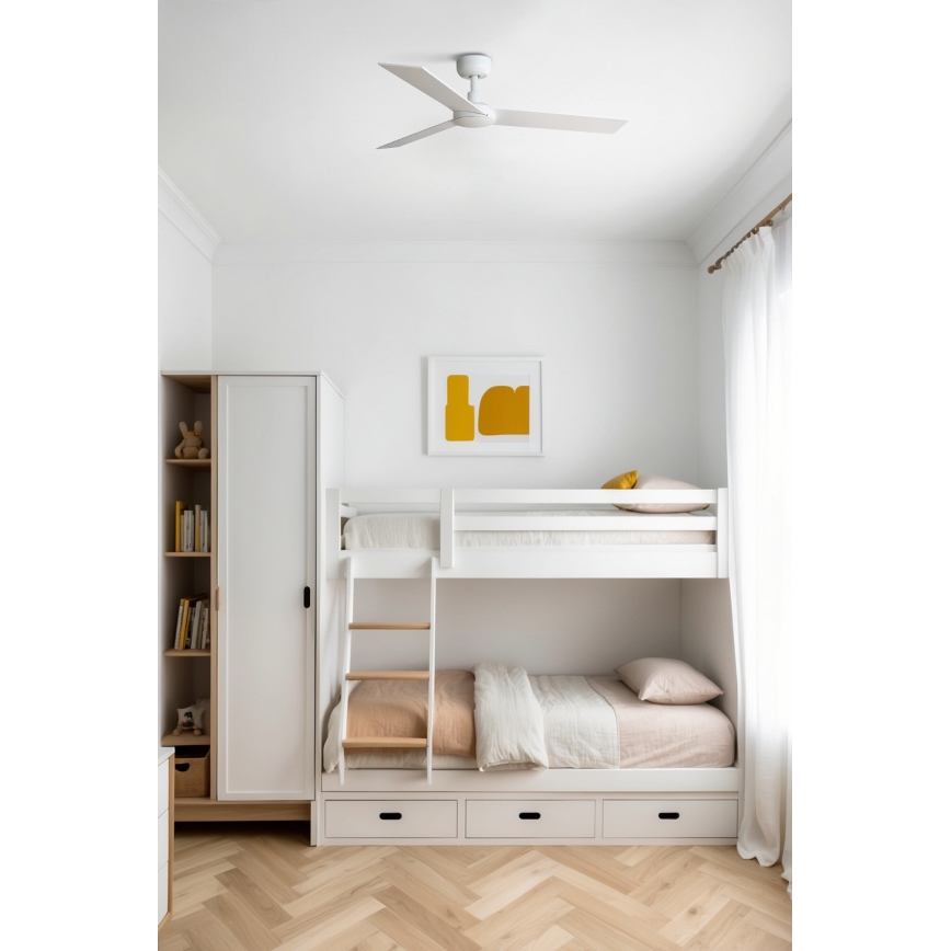 FARO 34295WT - Takfläkt RUDDER S vit/beige diameter 106 cm Wi-Fi Tuya + fjärrkontroll