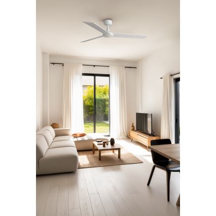 FARO 34297WT - Takfläkt RUDDER L vit/beige diameter 132 cm Wi-Fi Tuya + fjärrkontroll
