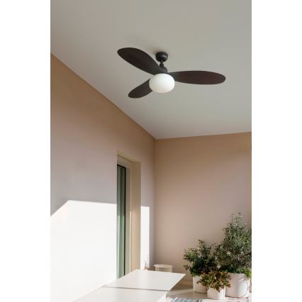 FARO 34301-11L - Tak-ventilator PALMA 1xE27/15W/230V brun Ø 129 cm IP44 + fjärrkontroll