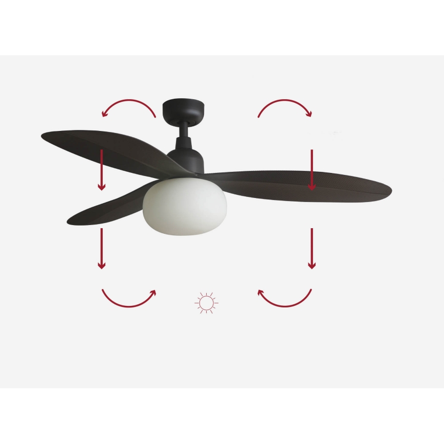 FARO 34301-11L - Takfläkt PALMA 1xE27/15W/230V brun diameter 129 cm IP44 + fjärrkontroll