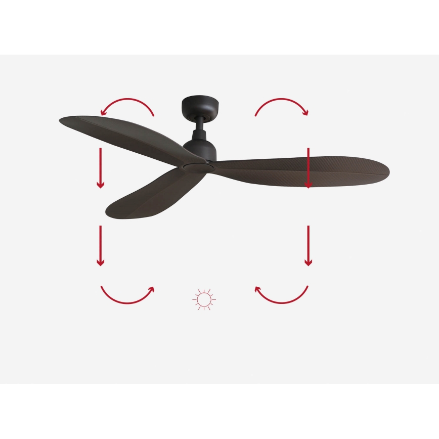 FARO 34301 - Takfläkt PALMA brun diameter 129 cm IP44 + fjärrkontroll