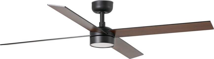 FARO 34356WT-1TW - LED Dimbar takfläkt RUDDER L LED/18W/230V 2700/4350/6000K brun/svart diameter 132 cm Wi-Fi Tuya + fjärrkontroll