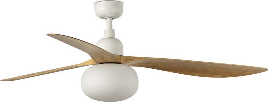 FARO 34361WT-11L - Takfläkt OUTWOOD L 1xE27/15W/230V brun/vit diameter 150 cm Wi-Fi Tuya IP44 + fjärrkontroll