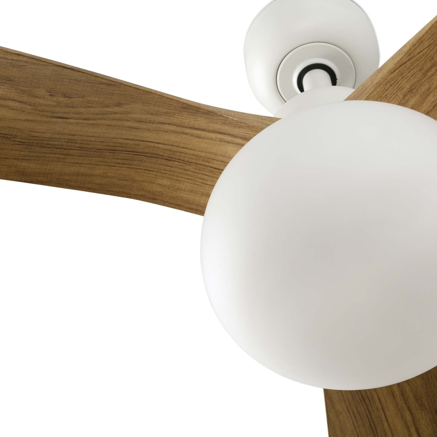 FARO 34361WT-11L - Takfläkt OUTWOOD L 1xE27/15W/230V brun/vit diameter 150 cm Wi-Fi Tuya IP44 + fjärrkontroll