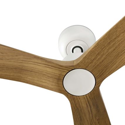 FARO 34361WT - Takfläkt OUTWOOD L brun/vit diameter 150 cm Wi-Fi Tuya IP44 + fjärrkontroll