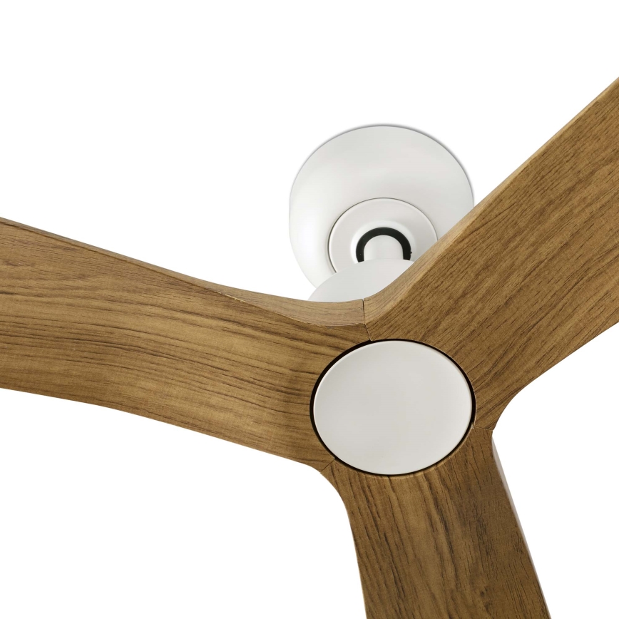 FARO 34361WT - Takfläkt OUTWOOD L brun/vit diameter 150 cm Wi-Fi Tuya IP44 + fjärrkontroll