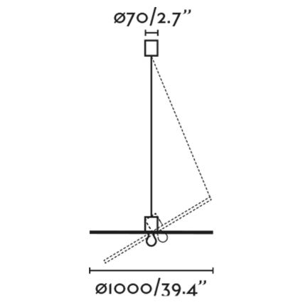 FARO 68590-70 - Takkkrona på ett snöre  COSTAS 1xE27/15W/230V d. 100 cm svart /rotting