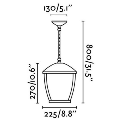 FARO 75002 - Utomhus Ljuskrona med kedja WILMA 1xE27/100W/230V IP44