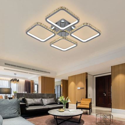 Fäst LED ljusreglerad ljuskrona LED/160W/230V 3000-6500K + fjärrkontroll