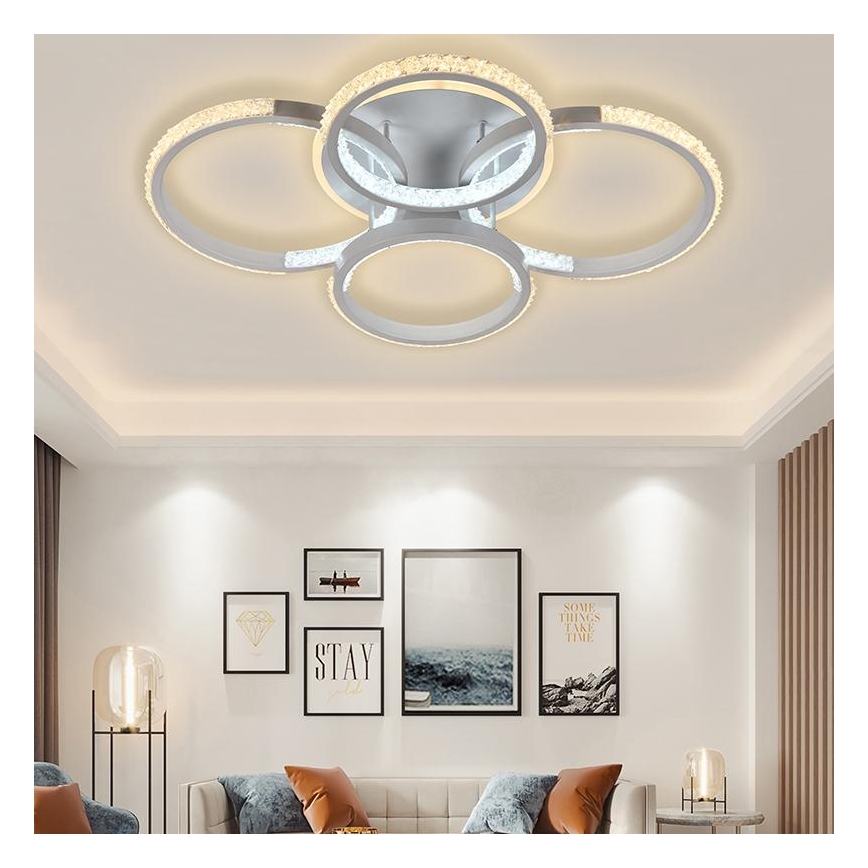 Fäst LED ljusreglerad ljuskrona LED/80W/230V 3000-6500K + fjärrkontroll