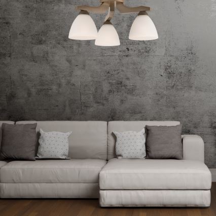 Fäst ljuskrona ADRIANO 3xE27/60W/230V bok - FSC certifierade