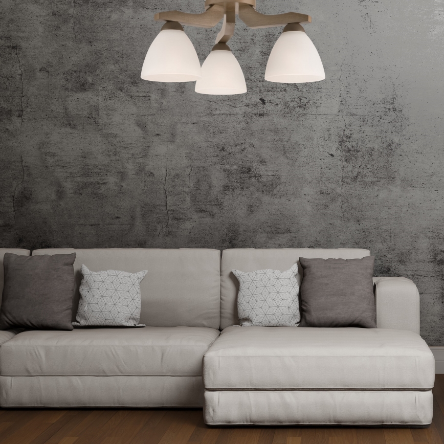 Fäst ljuskrona ADRIANO 3xE27/60W/230V bok - FSC certifierade