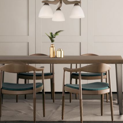 Fäst ljuskrona ADRIANO 3xE27/60W/230V bok - FSC certifierade