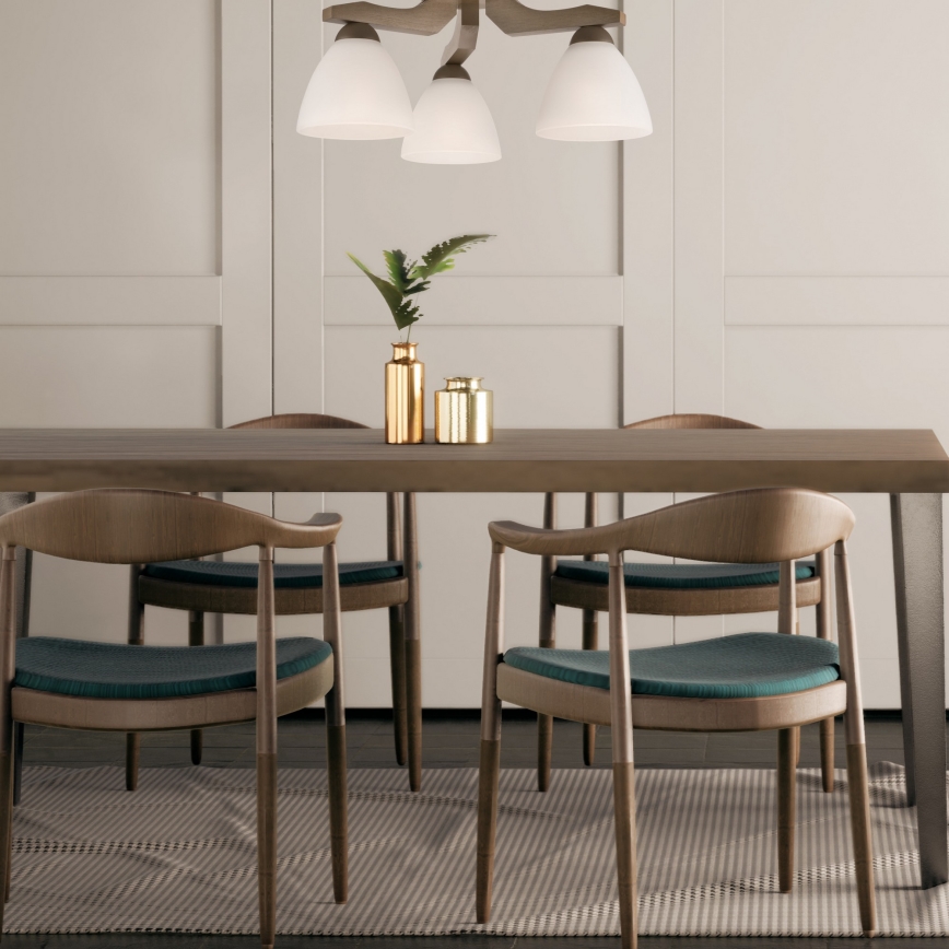 Fäst ljuskrona ADRIANO 3xE27/60W/230V bok - FSC certifierade