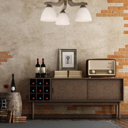 Fäst ljuskrona ADRIANO 3xE27/60W/230V bok - FSC certifierade