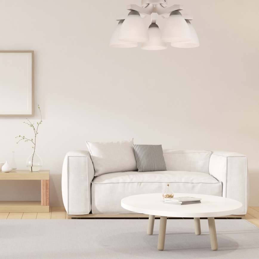 Fäst ljuskrona ADRIANO 5xE27/60W/230V bok - FSC certifierade