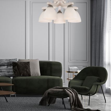 Fäst ljuskrona ADRIANO 5xE27/60W/230V bok - FSC certifierade